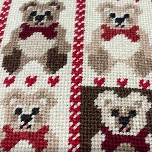 Handmade needlepoint throw pillow bears teddy bears 🧸 - Picture 4 of 5